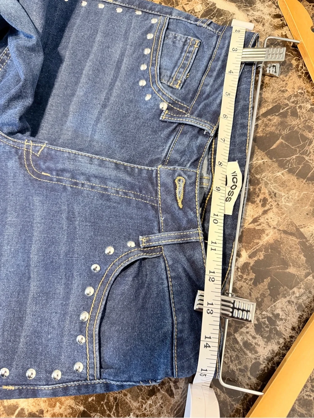 Vigoss Dark Blue Wide Leg Jeans with Silver Studs